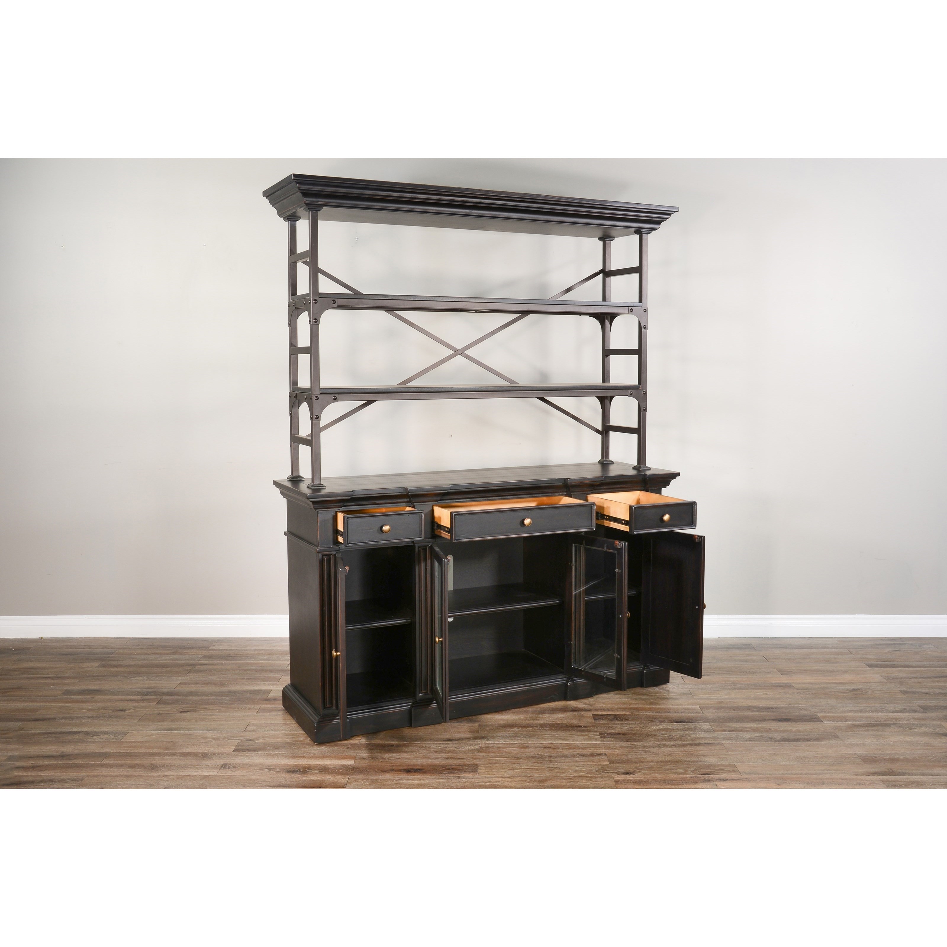 Sunny Designs Scottsdale Transitional Buffet with Metal Hutch/Bakers